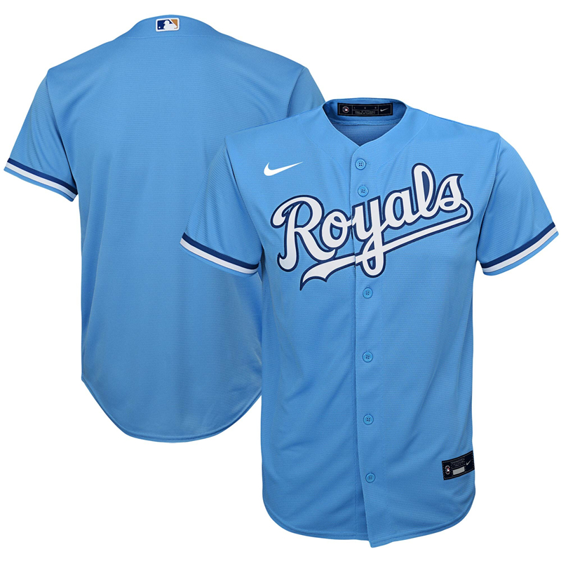2020 MLB Youth Kansas City Royals Nike Light Blue Alternate 2020 Replica Team Jersey 1->kansas city royals->MLB Jersey